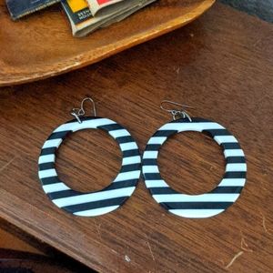 Black and White Striped Earrings